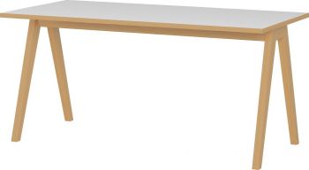 Schreibtisch mit Fussgestell aus Massivholz
