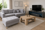 SET Wohnzimmer Ecksofa Alice + Couchtisch + TV Board